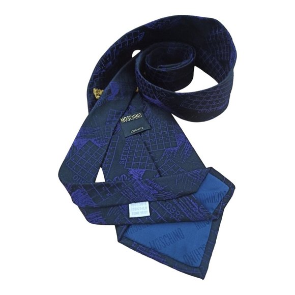 MOSCHINO Black Calendar Silk Tie ITALY 56”/ 3.5”  EC - Picture 7 of 7